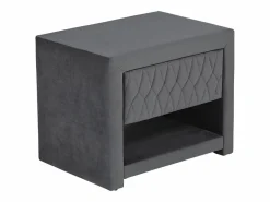 New Conjunto de 2 mesitas de noche con cajón y hueco en Terciopelo gris - DANIELE Mesita De Noche