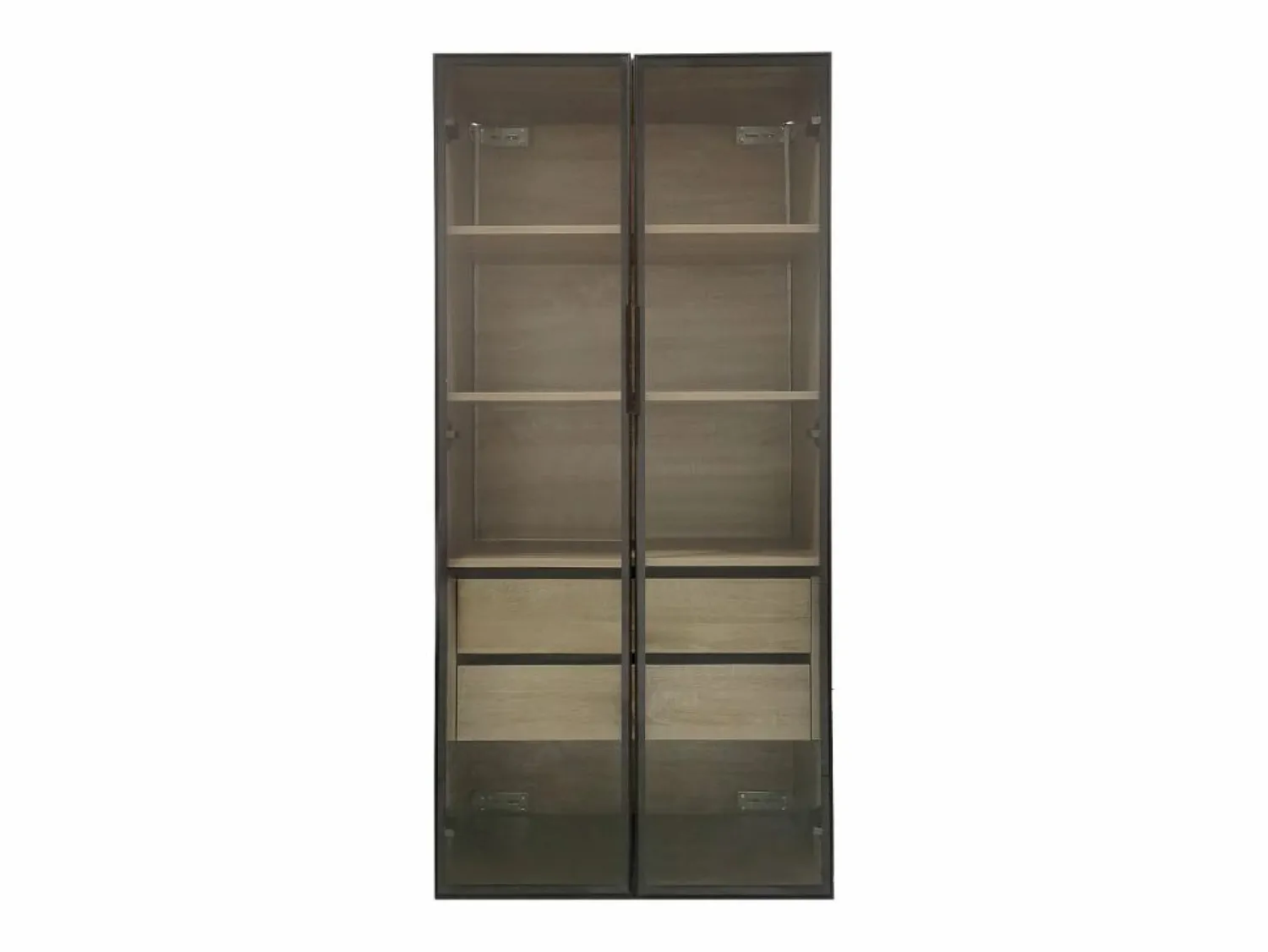 Online Merax Conjunto de 2 Muebles de Baño con LEDs - 148 x 36 x 155 cm - 4 cajones grandes y 4 puertas de cristal - Madera MDF - natural Color natural claro
