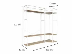 Discount Conjunto de 2 percheros de madera y metal 180x200cm JUNE Blanco