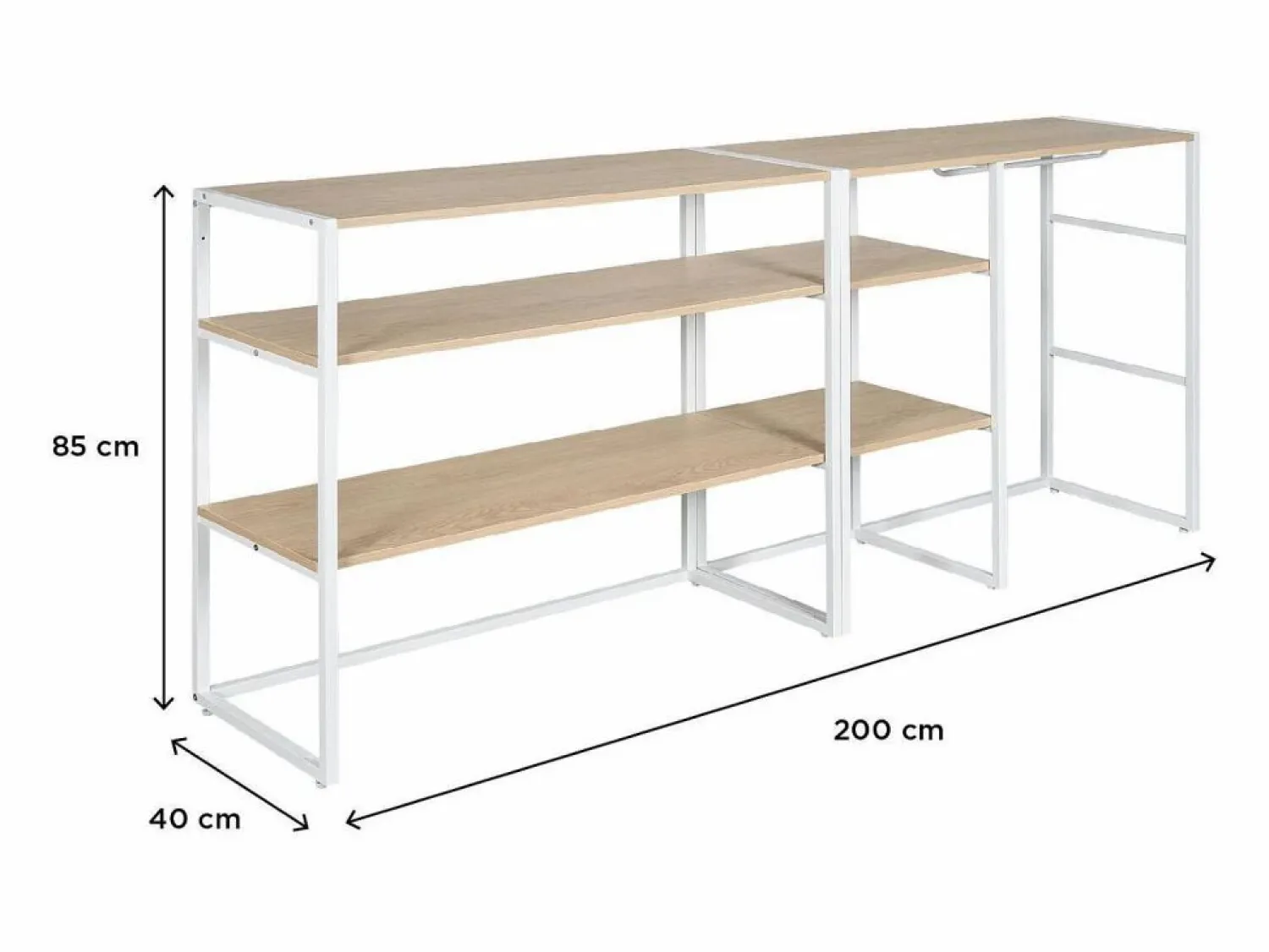 Online Conjunto de 2 percheros modulares para buhardilla 200x85cm KADRA Mueble Perchero