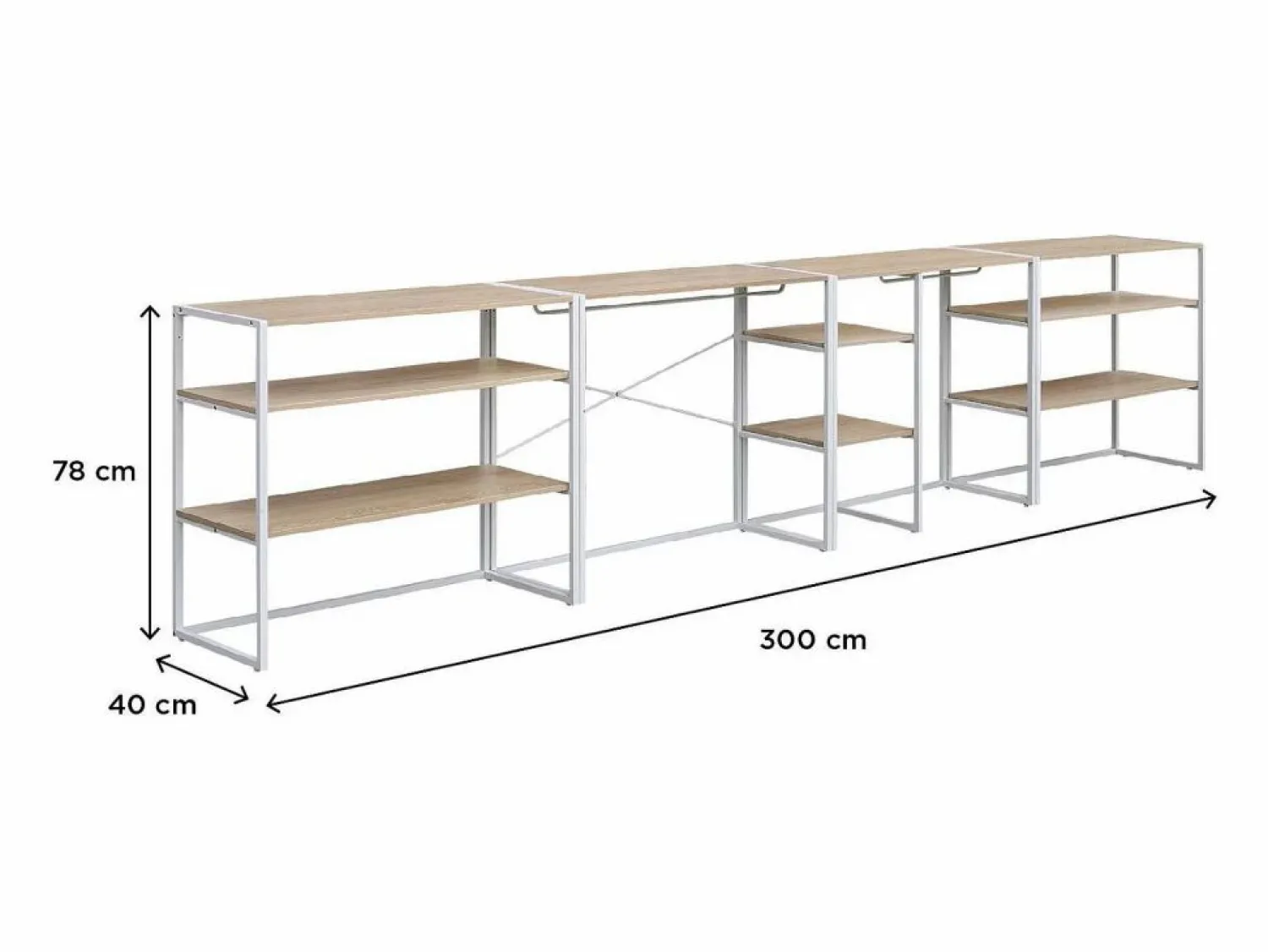 New Conjunto de 4 percheros modulares para buhardilla 400x85cm KADRA Blanco