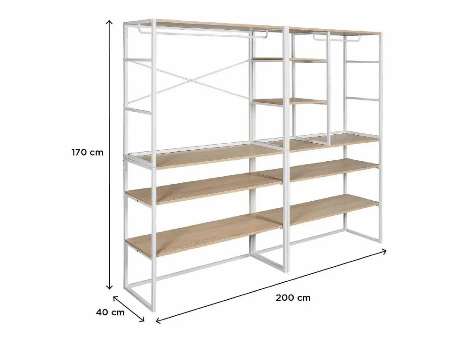 New Conjunto de 4 percheros modulares para buhardilla 400x85cm KADRA Blanco