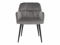 Online Vente-unique Conjunto de 2 sillas acolchadas Con reposabrazos - Terciopelo y metal negro. . PEGA Gris