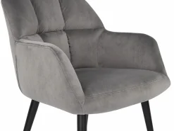 Online Vente-unique Conjunto de 2 sillas acolchadas Con reposabrazos - Terciopelo y metal negro. . PEGA Gris