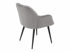 Online Vente-unique Conjunto de 2 sillas acolchadas Con reposabrazos - Terciopelo y metal negro. . PEGA Gris