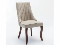 Hauss Spole Conjunto de 2 sillas con patas de madera curvadas y respaldo alto.