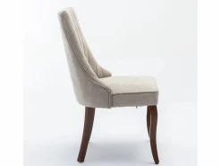 Hauss Spole Conjunto de 2 sillas con patas de madera curvadas y respaldo alto.