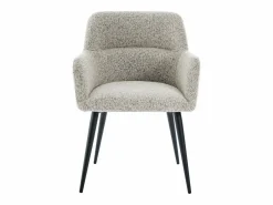 Best Vente-unique Conjunto de 2 sillas con apoyabrazos de tweed y metal negro - - HEKA Crema