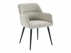 Best Vente-unique Conjunto de 2 sillas con apoyabrazos de tweed y metal negro - - HEKA Crema