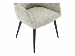 Best Vente-unique Conjunto de 2 sillas con apoyabrazos de tweed y metal negro - - HEKA Crema