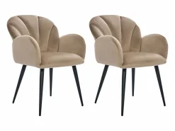 Outlet Conjunto de 2 sillas con brazos de terciopelo y metal negro - - LANSENA Sillas Y Lotes De Sillas