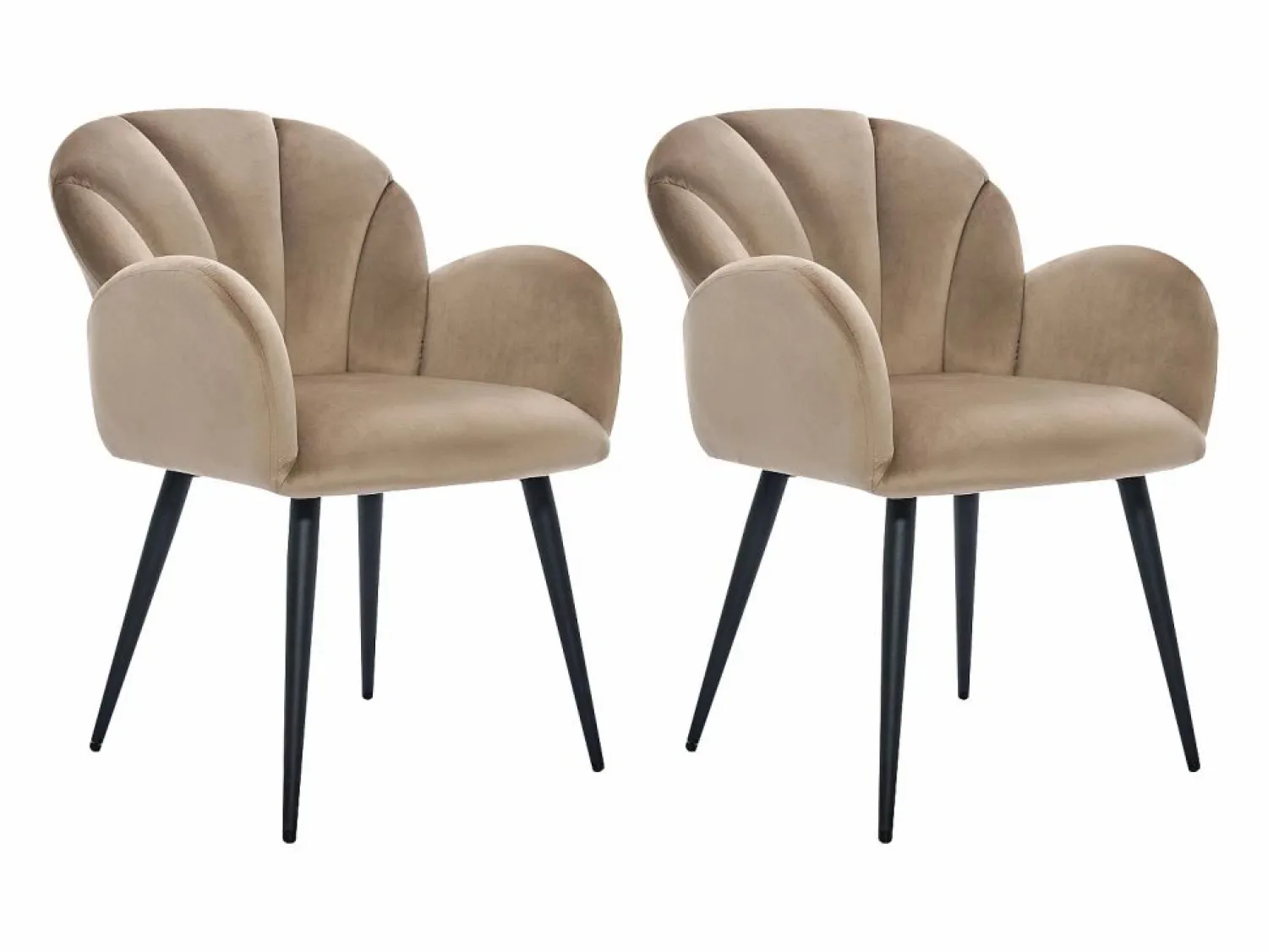 Outlet Conjunto de 2 sillas con brazos de terciopelo y metal negro - - LANSENA Sillas Y Lotes De Sillas