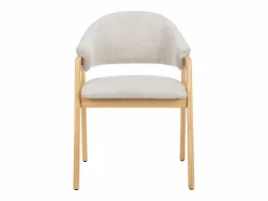 Sale Vente-unique Conjunto de 6 sillas con brazos en tela y madera de caucho - y Natural - SOLUNA Beige