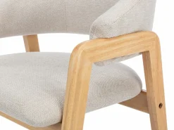 Sale Vente-unique Conjunto de 6 sillas con brazos en tela y madera de caucho - y Natural - SOLUNA Beige