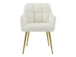 Outlet Vente-unique Conjunto de 2 sillas con brazos - Tela de bouclé y metal dorado - - PEGA Blanco