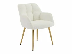Outlet Vente-unique Conjunto de 2 sillas con brazos - Tela de bouclé y metal dorado - - PEGA Blanco