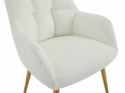 Outlet Vente-unique Conjunto de 2 sillas con brazos - Tela de bouclé y metal dorado - - PEGA Blanco