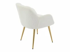 Outlet Vente-unique Conjunto de 2 sillas con brazos - Tela de bouclé y metal dorado - - PEGA Blanco