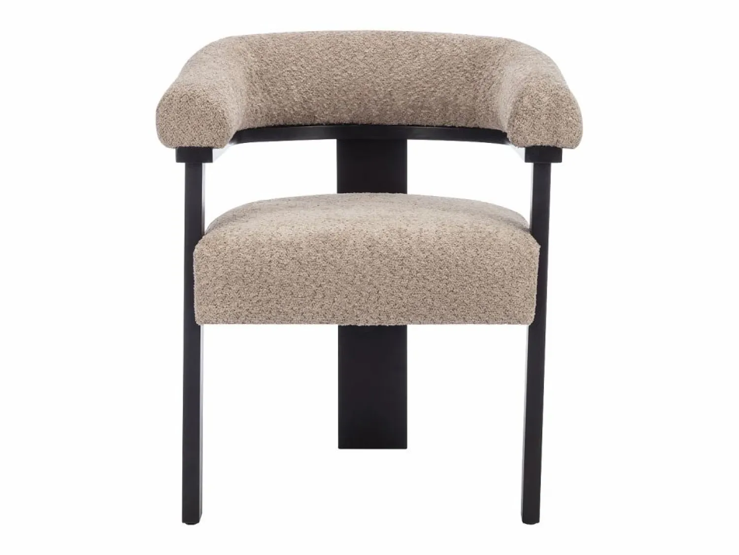 Online Conjunto de 6 sillas con reposabrazos en tela bouclé y madera de hevea - Topo y negro - LIVELIA Sillas Y Lotes De Sillas