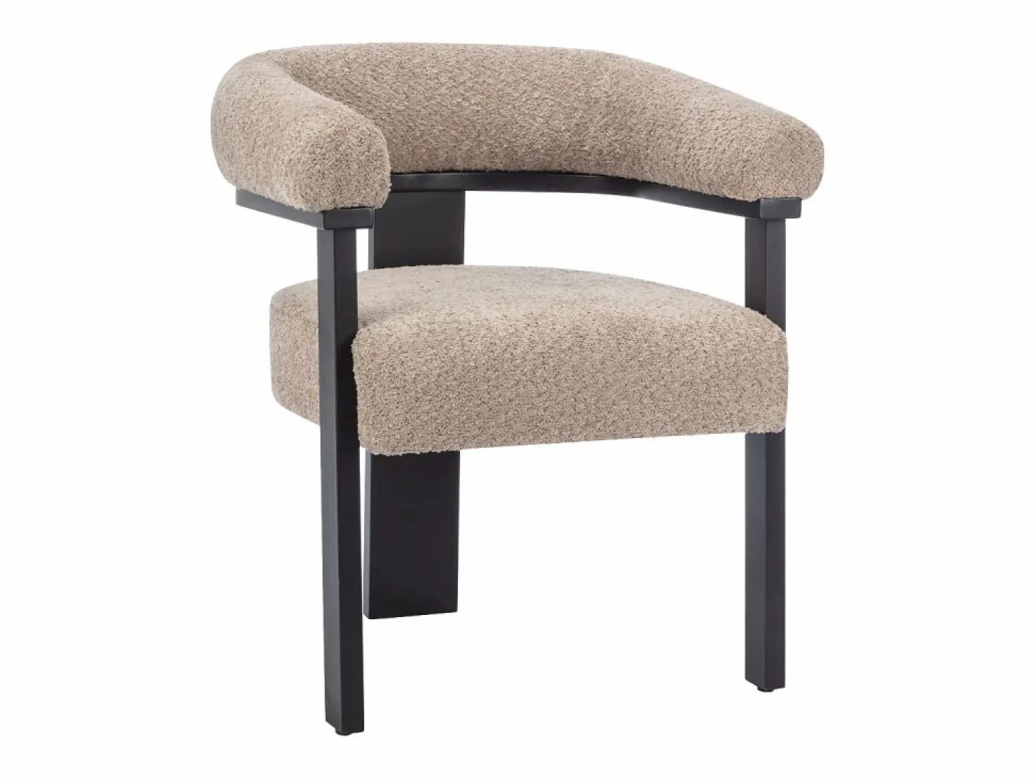 Online Conjunto de 6 sillas con reposabrazos en tela bouclé y madera de hevea - Topo y negro - LIVELIA Sillas Y Lotes De Sillas