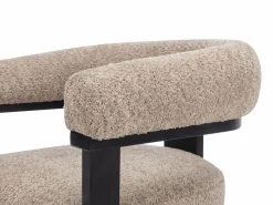 Online Conjunto de 6 sillas con reposabrazos en tela bouclé y madera de hevea - Topo y negro - LIVELIA Sillas Y Lotes De Sillas