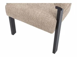 Online Conjunto de 6 sillas con reposabrazos en tela bouclé y madera de hevea - Topo y negro - LIVELIA Sillas Y Lotes De Sillas