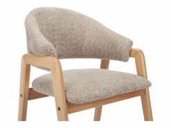 Hot Conjunto de 6 sillas con reposabrazos en tejido bouclé y madera de caucho - Taupe y natural - SOLUNA Sillas Y Lotes De Sillas