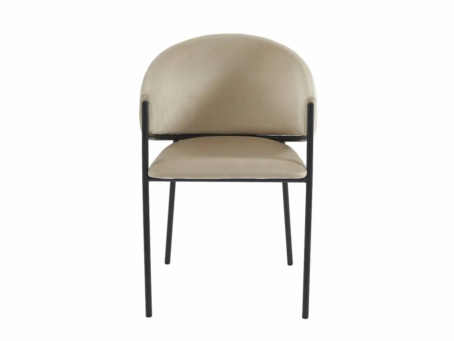 Vente-unique Conjunto de 6 sillas con reposabrazos de terciopelo y metal negro - Gris - ORDIDA Beige