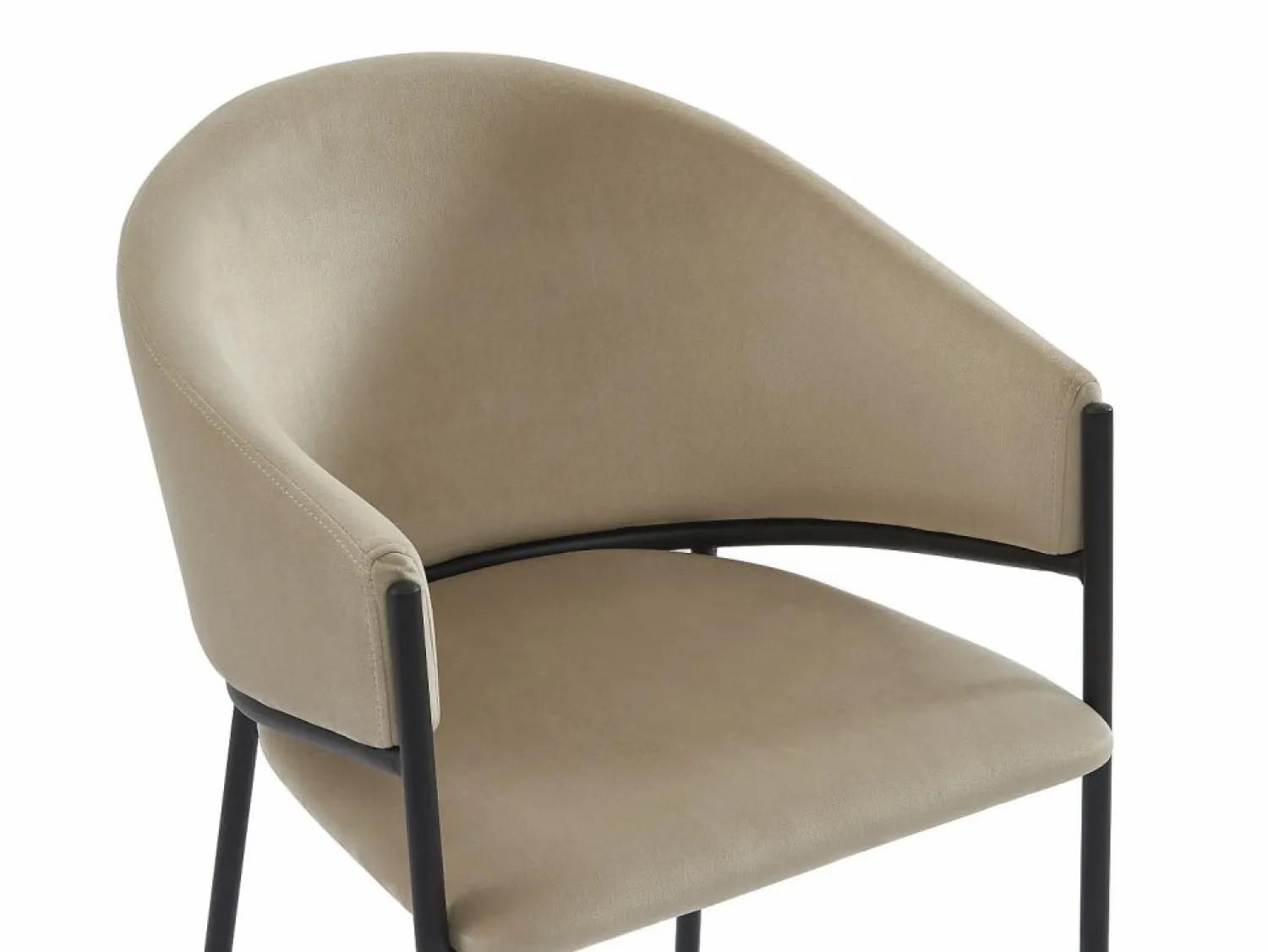 Vente-unique Conjunto de 6 sillas con reposabrazos de terciopelo y metal negro - Gris - ORDIDA Beige