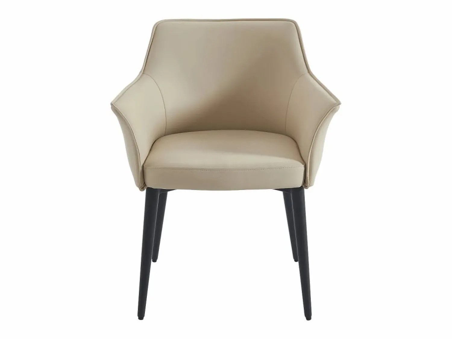 Vente-unique Conjunto de 6 sillas con reposabrazos en piel sintética y metal negro - - MIALOV Beige