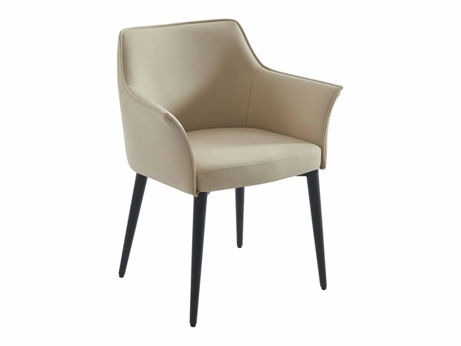 Vente-unique Conjunto de 6 sillas con reposabrazos en piel sintética y metal negro - - MIALOV Beige