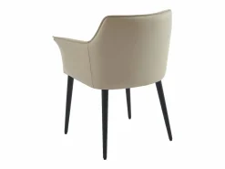 Vente-unique Conjunto de 6 sillas con reposabrazos en piel sintética y metal negro - - MIALOV Beige