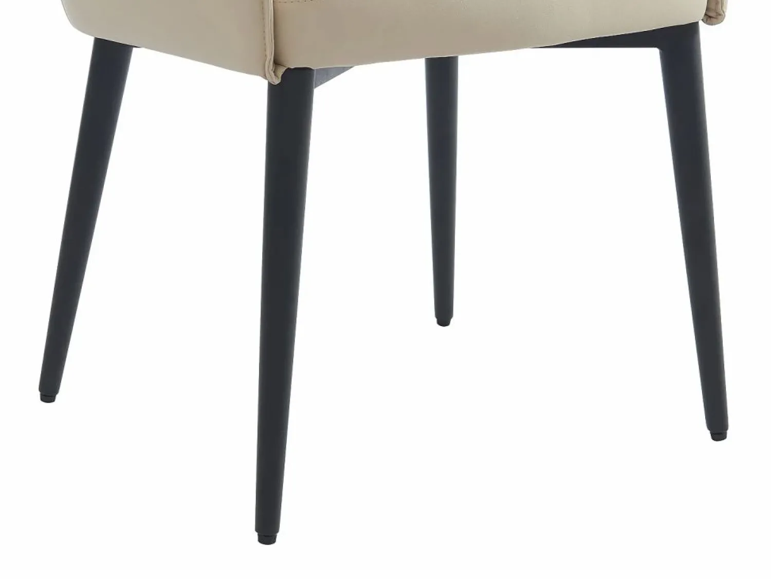 Vente-unique Conjunto de 6 sillas con reposabrazos en piel sintética y metal negro - - MIALOV Beige
