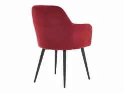 Online Vente-unique Conjunto de 2 sillas con reposabrazos de terciopelo y metal negro - Burdeos - ELEANA Granate
