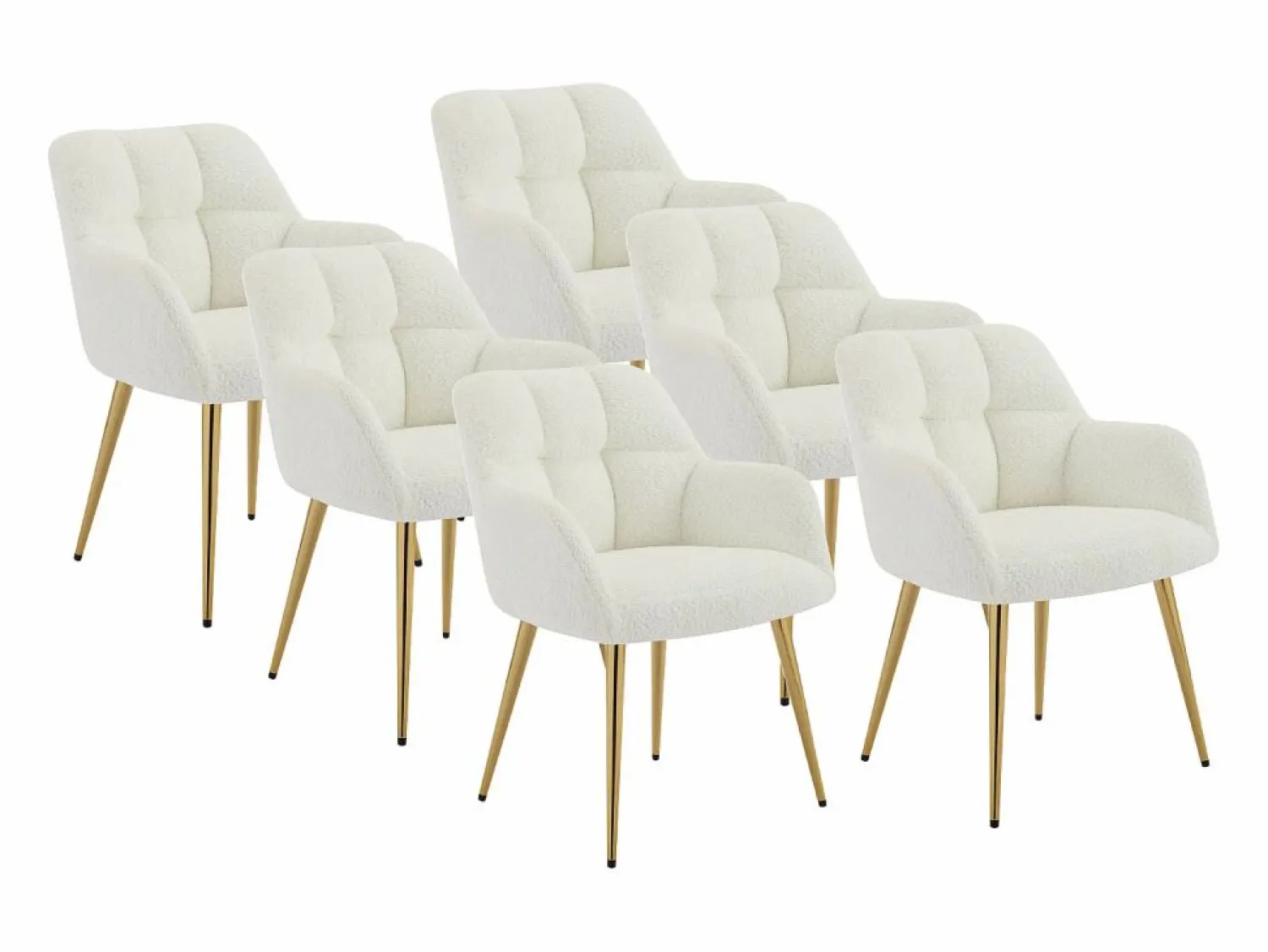 Vente-unique Conjunto de 6 sillas con reposabrazos - Tela de bouclé y metal dorado - - PEGA
