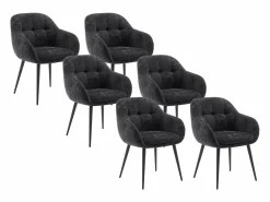 Discount Conjunto de 6 sillas con reposabrazos de tela texturizada y metal - - LASSANDRA Sillas Y Lotes De Sillas