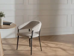 Discount Conjunto de 2 sillas con reposabrazos de tela y metal negro - - AVRELA Sillas Y Lotes De Sillas