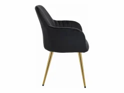 Vente-unique Conjunto de 2 sillas con reposabrazos de terciopelo y metal dorado - - ELEANA