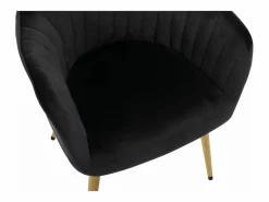 Vente-unique Conjunto de 2 sillas con reposabrazos de terciopelo y metal dorado - - ELEANA