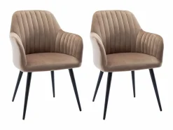 Best Vente-unique Conjunto de 2 sillas Con reposabrazos - Terciopelo y metal negro - - ELEANA Beige