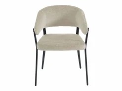 Sale Conjunto de 6 sillas con reposabrazos de tela y metal negro - - AVRELA Sillas Y Lotes De Sillas