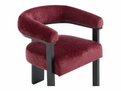 Best PASCAL MORABITO Conjunto de 2 sillas con reposabrazos en tela texturizada y madera de hevea negra - Burdeos - LIVELIA de Negro / Granate