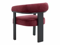 Best PASCAL MORABITO Conjunto de 2 sillas con reposabrazos en tela texturizada y madera de hevea negra - Burdeos - LIVELIA de Negro / Granate