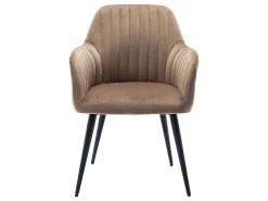 New Vente-unique Conjunto de 6 sillas Con reposabrazos de terciopelo y metal negro - - ELEANA Beige