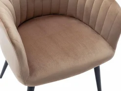 New Vente-unique Conjunto de 6 sillas Con reposabrazos de terciopelo y metal negro - - ELEANA Beige