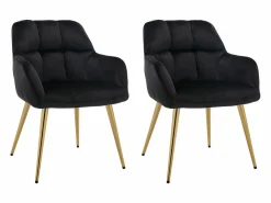 Online Conjunto de 2 sillas con reposabrazos de terciopelo y metal dorado - - PEGA Sillas Y Lotes De Sillas