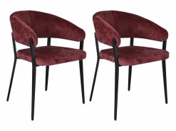Clearance Conjunto de 2 sillas con reposabrazos en tela texturizada y metal negro - Burdeos - AVRELA Colección Rouge Passion