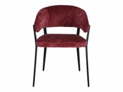 Clearance Conjunto de 2 sillas con reposabrazos en tela texturizada y metal negro - Burdeos - AVRELA Colección Rouge Passion