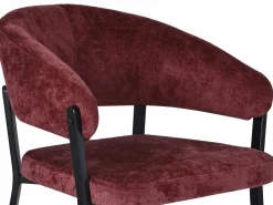 Clearance Conjunto de 2 sillas con reposabrazos en tela texturizada y metal negro - Burdeos - AVRELA Colección Rouge Passion