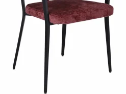 Clearance Conjunto de 2 sillas con reposabrazos en tela texturizada y metal negro - Burdeos - AVRELA Colección Rouge Passion